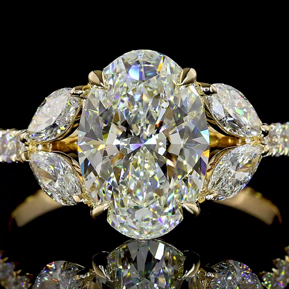 3.59 CTTW Oval Lab Grown Diamond Split Shank Ring Sz. 6.5 (E Color and VS1 Clarity)