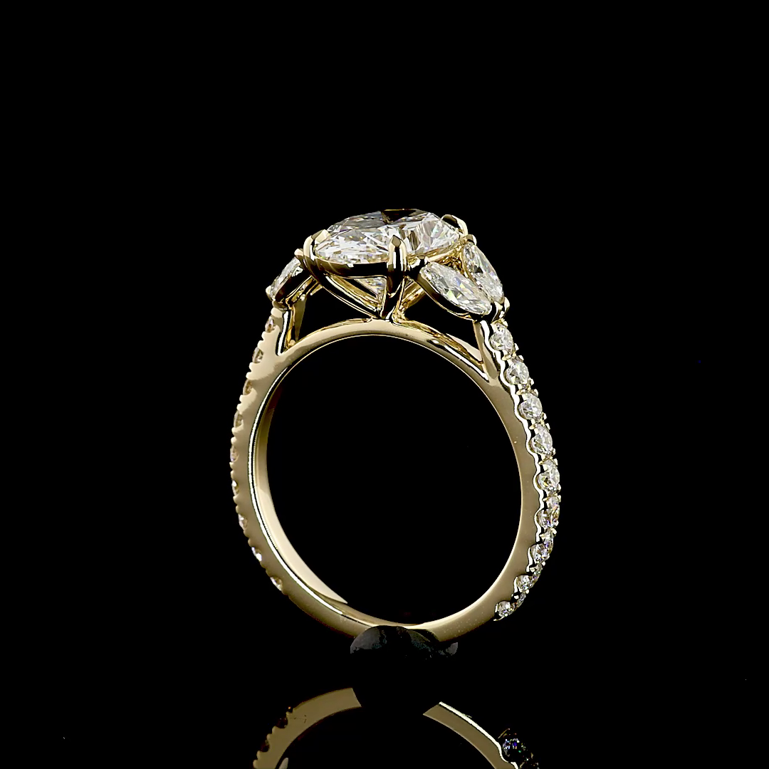 3.59 CTTW Oval Lab Grown Diamond Split Shank Ring Sz. 6.5 (E Color and VS1 Clarity)