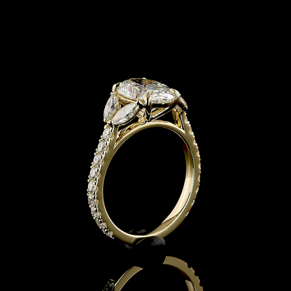 3.59 CTTW Oval Lab Grown Diamond Split Shank Ring Sz. 6.5 (E Color and VS1 Clarity)