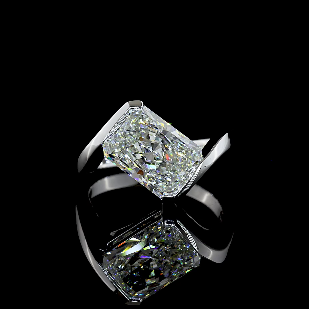 3.57 CT Radiant Lab Diamond Solitaire Ring (F Color and VS1 Clarity)