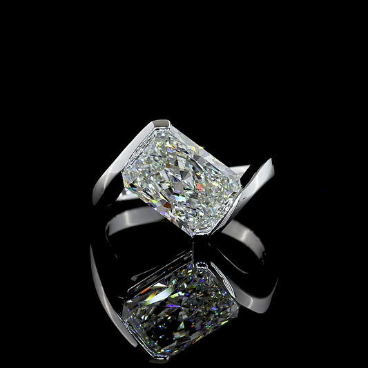 3.57 CT Radiant Lab Diamond Solitaire Ring (F Color and VS1 Clarity)