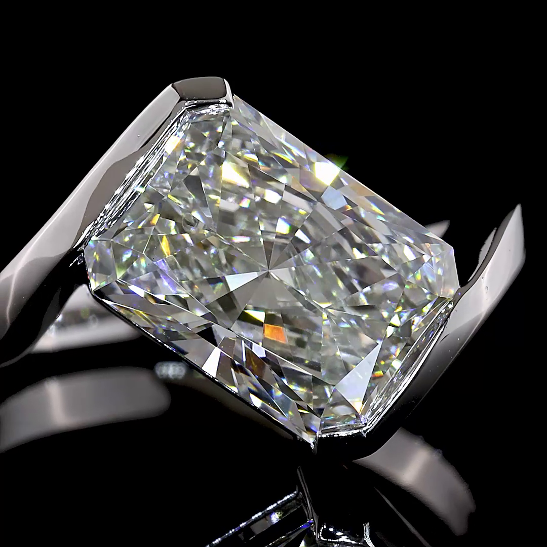 3.57 CT Radiant Lab Diamond Solitaire Ring (F Color and VS1 Clarity)