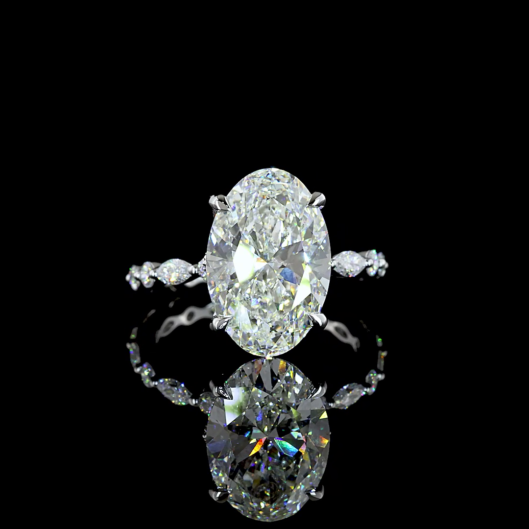 6.09 CTTW Oval Lab Grown Diamond Hidden Halo Ring Sz. 6.5 (F Color and VVS2 Clarity)