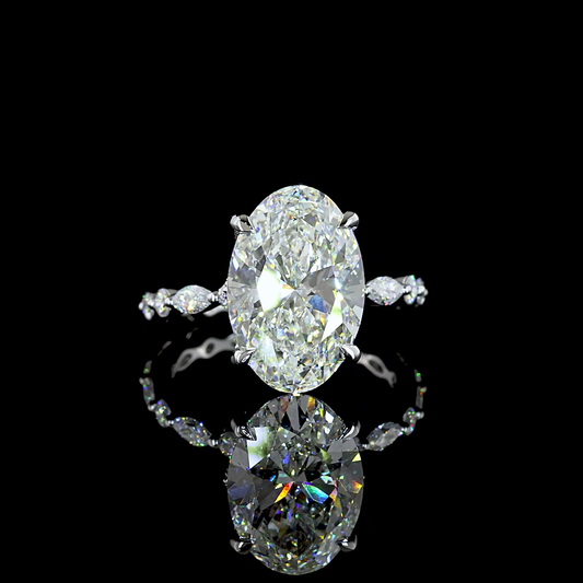 6.09 CTTW Oval Lab Grown Diamond Hidden Halo Ring Sz. 6.5 (F Color and VVS2 Clarity)