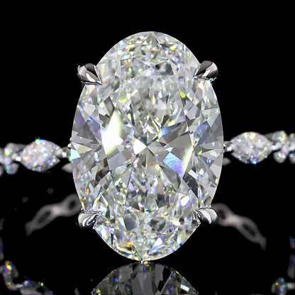 6.09 CTTW Oval Lab Grown Diamond Hidden Halo Ring Sz. 6.5 (F Color and VVS2 Clarity)