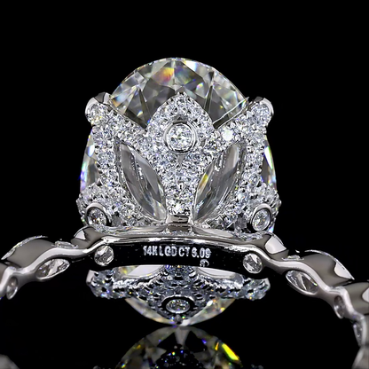 6.09 CTTW Oval Lab Grown Diamond Hidden Halo Ring Sz. 6.5 (F Color and VVS2 Clarity)