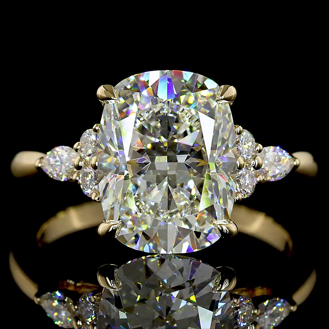 3.60 CTTW Cushion Brilliant Lab Grown Diamond Special Ring Sz. 5 (F Color and VS1 Clarity)