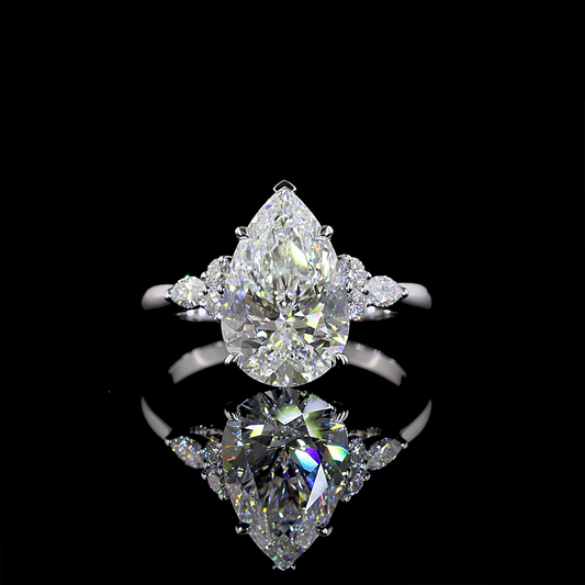 3.50 CTTW Pear Lab Grown Diamond Special Ring Sz. 6 (F Color and VS1 Clarity)