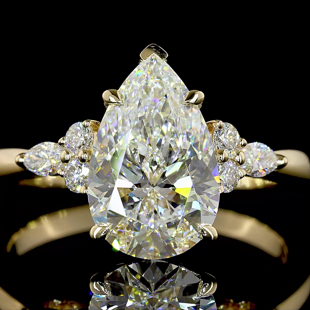 2.75 CTTW Pear Lab Grown Diamond Special Ring Sz. 7 (F Color and VVS2 Clarity)