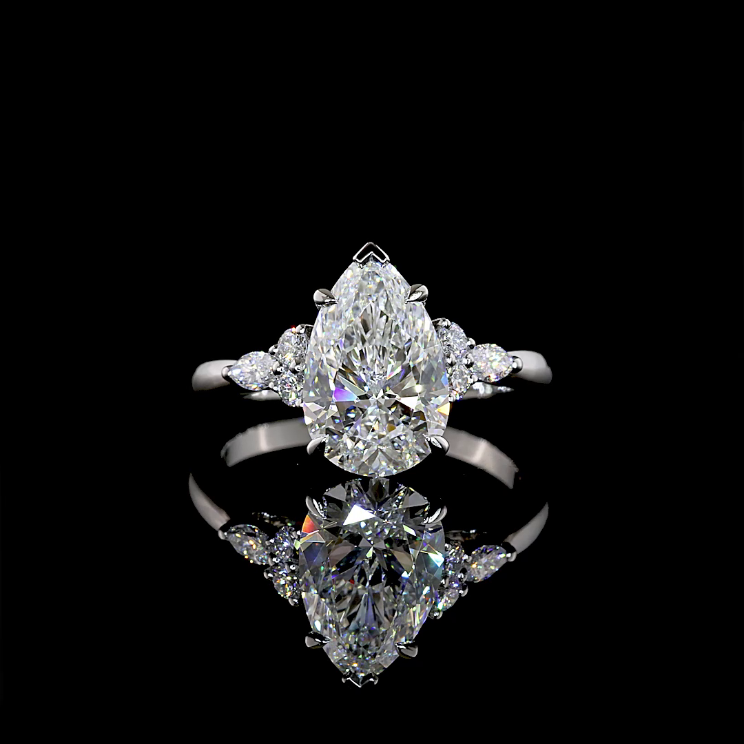 2.82 CTTW Pear Lab Grown Diamond Special Ring Sz. 6 (F Color and VS1 Clarity)