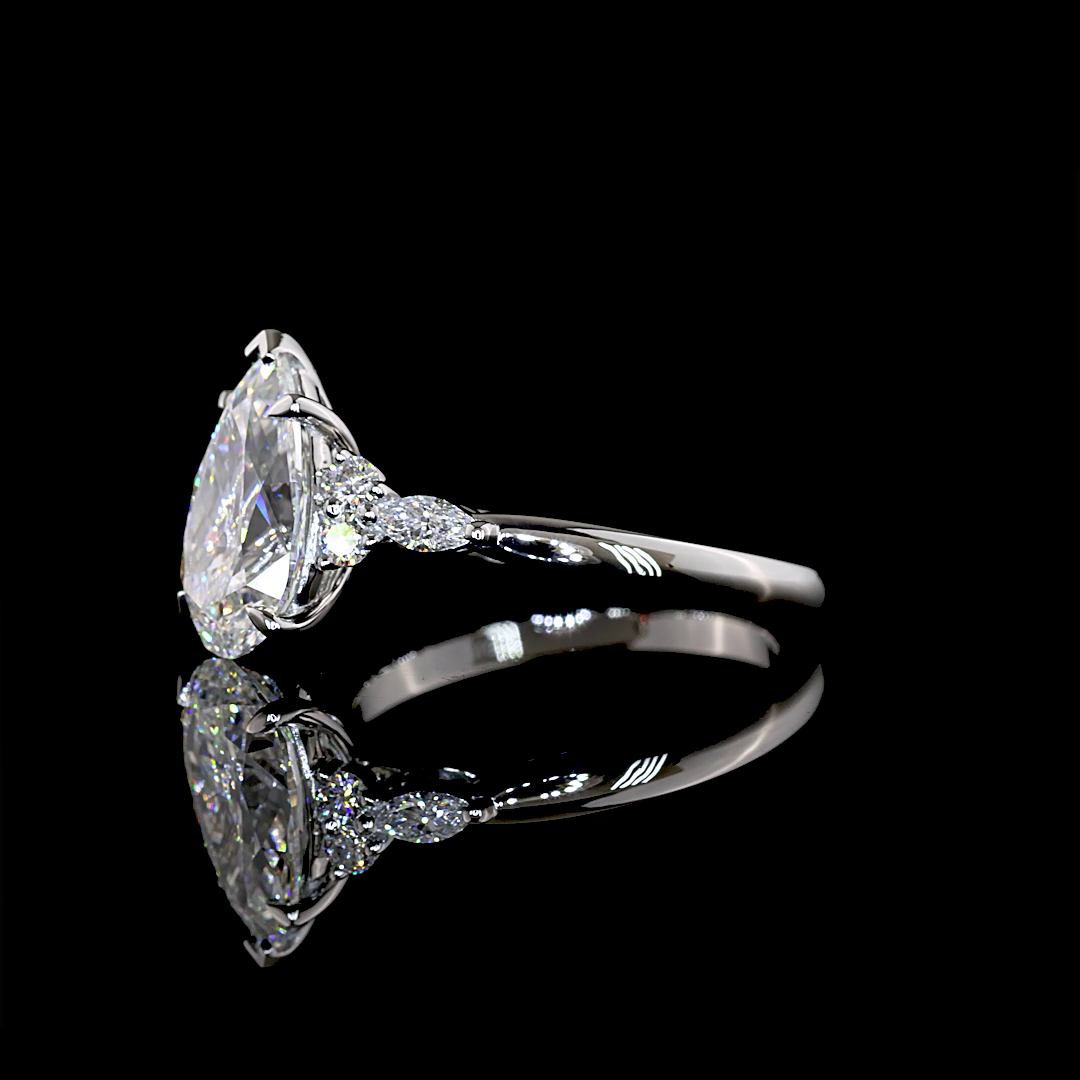 2.82 CTTW Pear Lab Grown Diamond Special Ring Sz. 6 (F Color and VS1 Clarity)