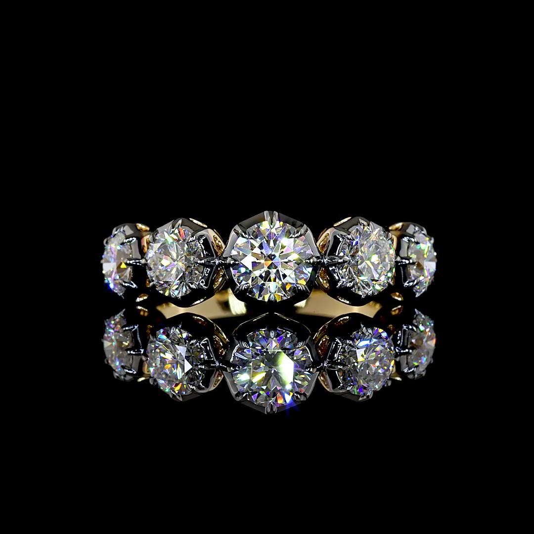 2.02 CTTW Round Lab Grown Diamond 5 Stones Ring Sz. 6.5 (E Color and VS1 Clarity)