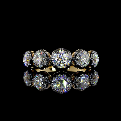 2.02 CTTW Round Lab Grown Diamond 5 Stones Ring Sz. 6.5 (E Color and VS1 Clarity)