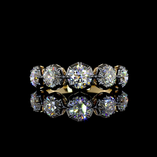 2.03 CTTW Round Lab Grown Diamond 5 Stones Ring Sz. 6.5 (E Color and VS1 Clarity)