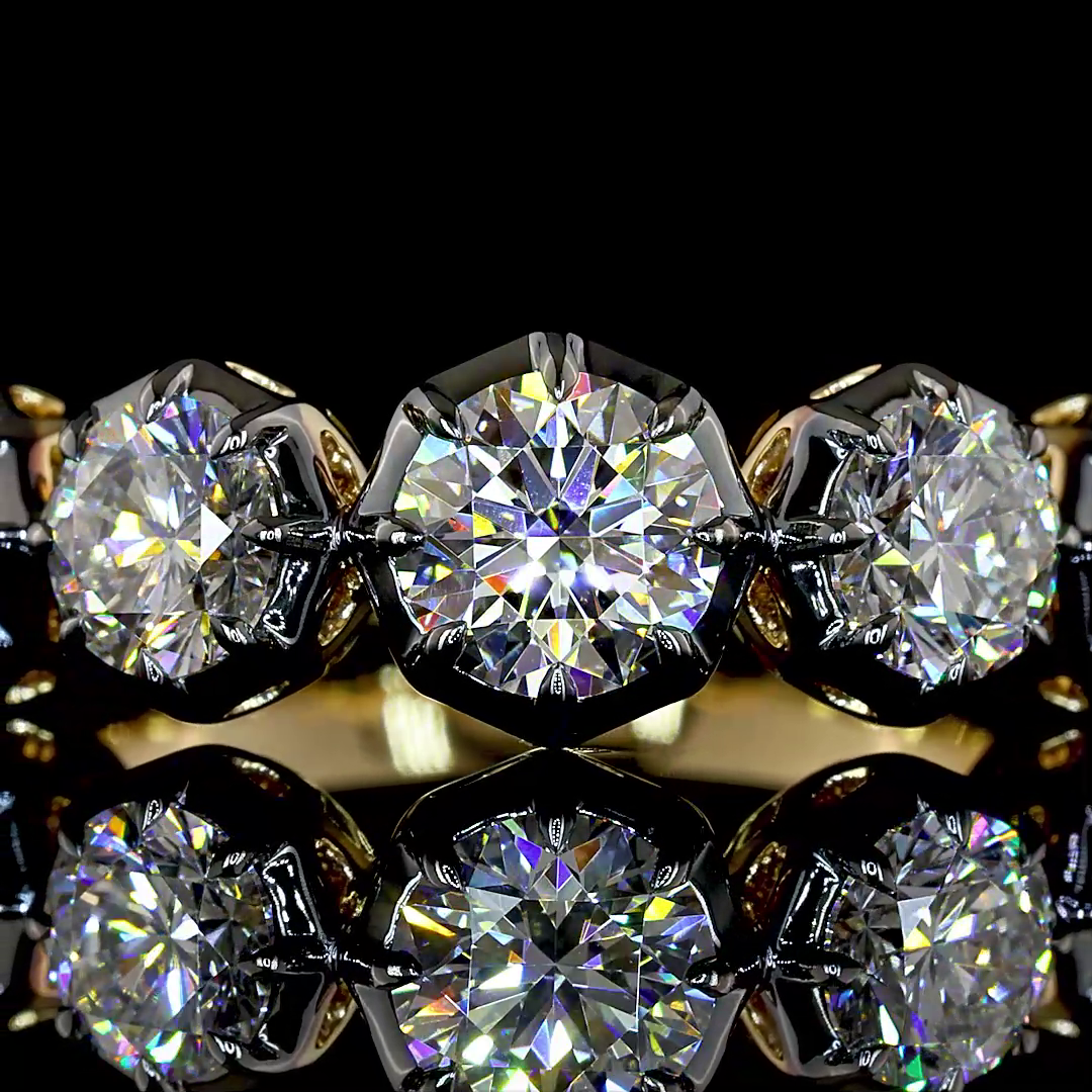 2.02 CTTW Round Lab Grown Diamond 5 Stones Ring Sz. 6.5 (E Color and VS1 Clarity)
