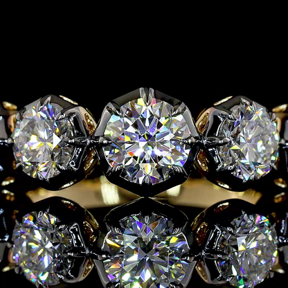2.02 CTTW Round Lab Grown Diamond 5 Stones Ring Sz. 6.5 (E Color and VS1 Clarity)