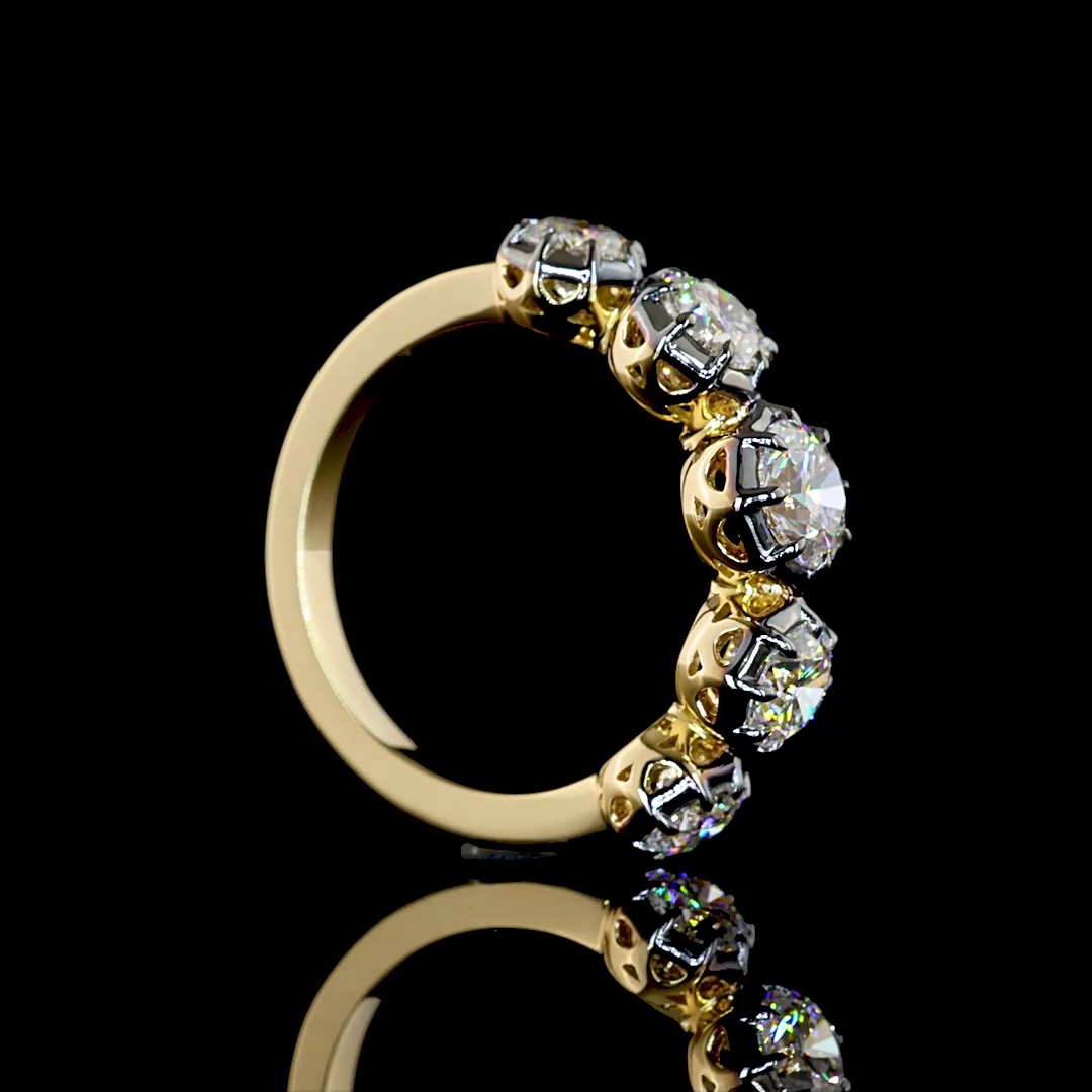 2.02 CTTW Round Lab Grown Diamond 5 Stones Ring Sz. 6.5 (E Color and VS1 Clarity)