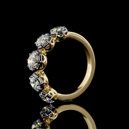 2.02 CTTW Round Lab Grown Diamond 5 Stones Ring Sz. 6.5 (E Color and VS1 Clarity)