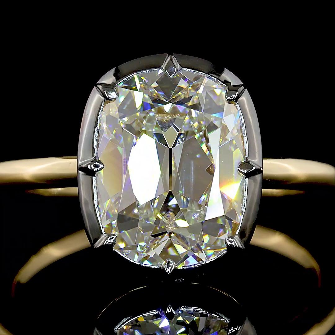 3.37 CT Antique Cushion Lab Grown Diamond Solitaire Ring Sz. 6.5 (F Color and VS1 Clarity)