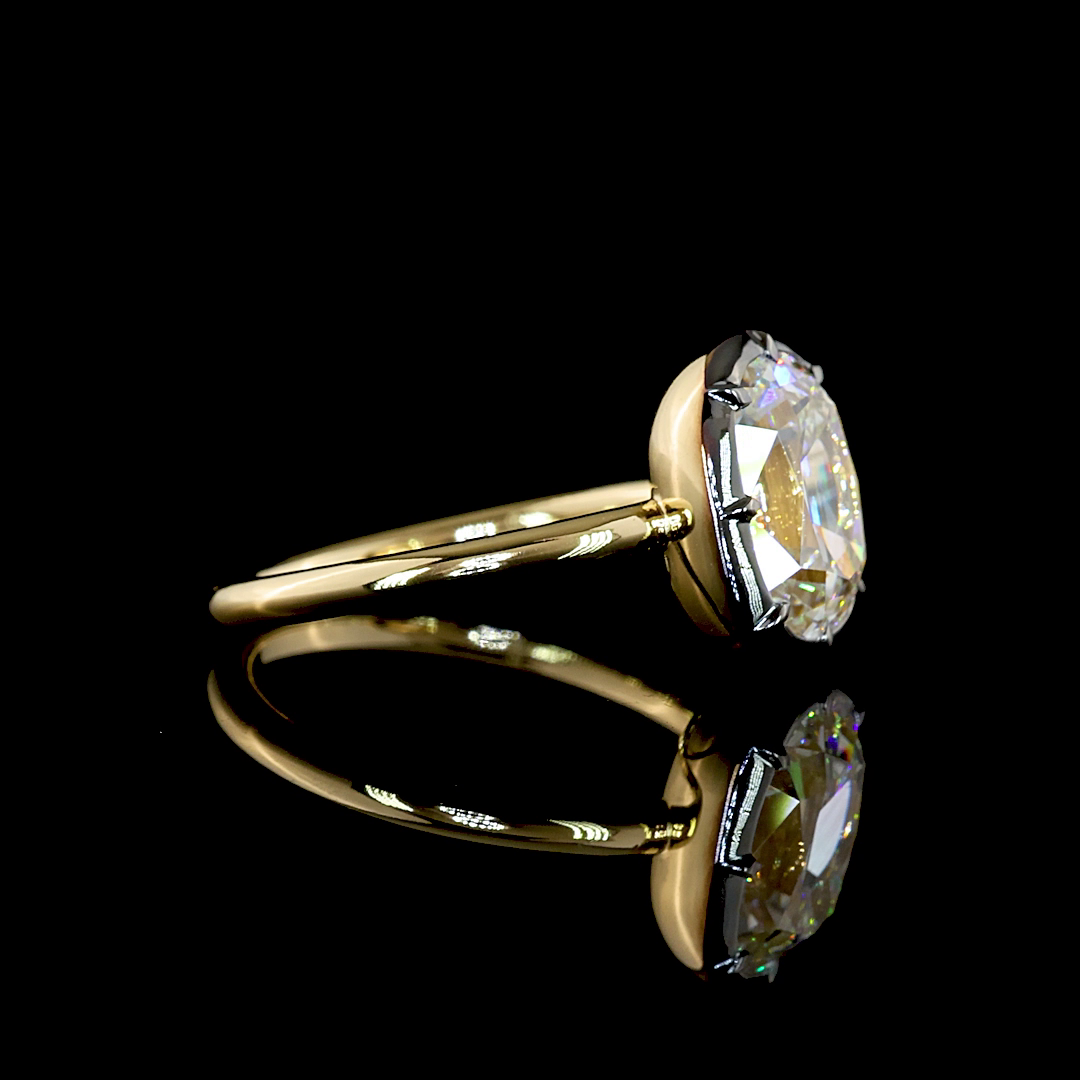3.37 CT Antique Cushion Lab Diamond Solitaire Ring (F Color and VS1 Clarity)