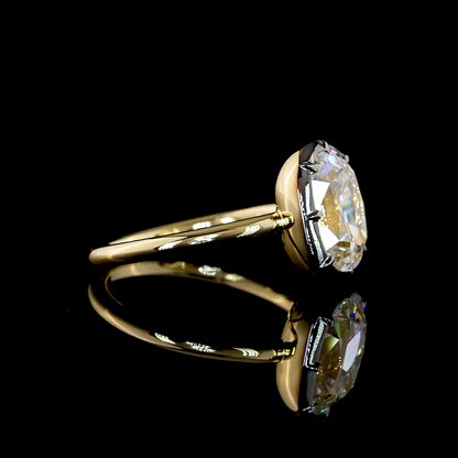 3.37 CT Antique Cushion Lab Diamond Solitaire Ring (F Color and VS1 Clarity)