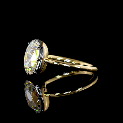 3.37 CT Antique Cushion Lab Diamond Solitaire Ring (F Color and VS1 Clarity)