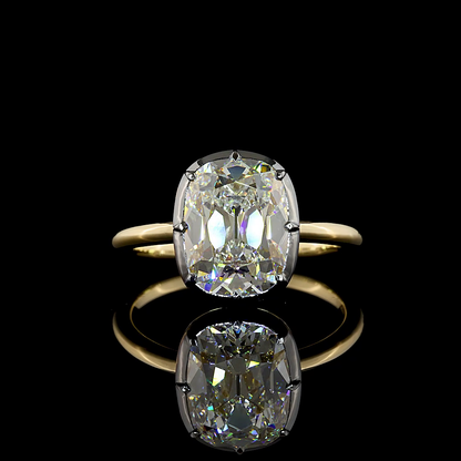 3.41 CT Antique Cushion Lab Grown Diamond Solitaire Ring Sz. 6.5 (F Color and VS1 Clarity)