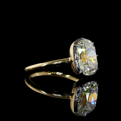 3.41 CT Antique Cushion Lab Grown Diamond Solitaire Ring Sz. 6.5 (F Color and VS1 Clarity)