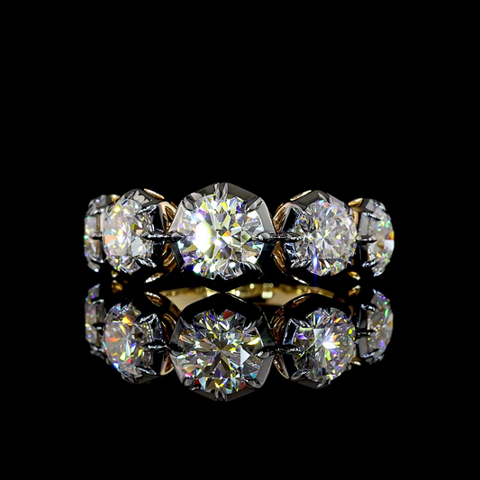 4.08 CTTW Round Lab Grown Diamond 5 Stones Ring Sz. 6.5 (D Color and VS1 Clarity)