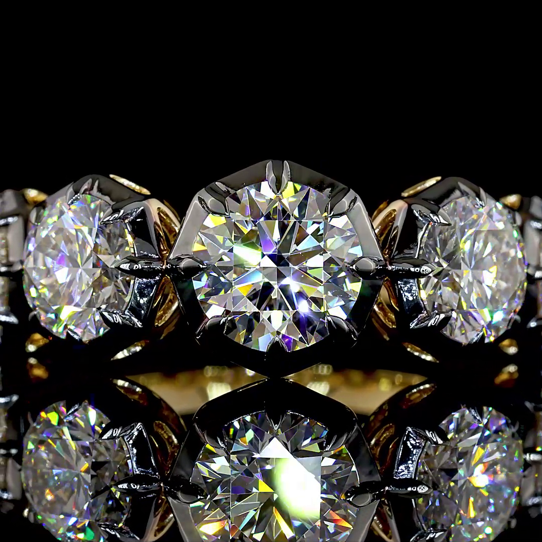 4.08 CTTW Round Lab Grown Diamond 5 Stones Ring Sz. 6.5 (D Color and VS1 Clarity)