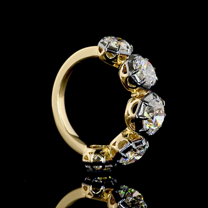 4.08 CTTW Round Lab Grown Diamond 5 Stones Ring Sz. 6.5 (D Color and VS1 Clarity)