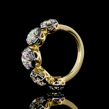 4.08 CTTW Round Lab Grown Diamond 5 Stones Ring Sz. 6.5 (D Color and VS1 Clarity)