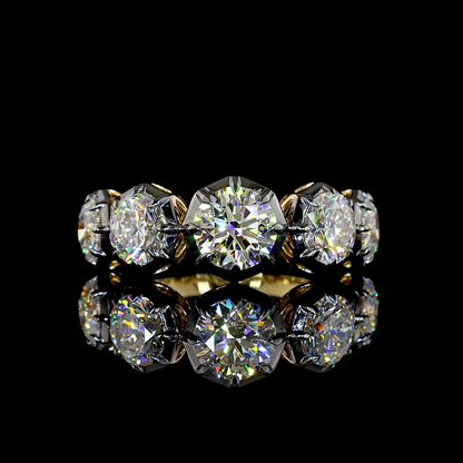 4.03 CTTW Round Lab Grown Diamond 5 Stones Ring Sz. 6.5 (E Color and VS1 Clarity)