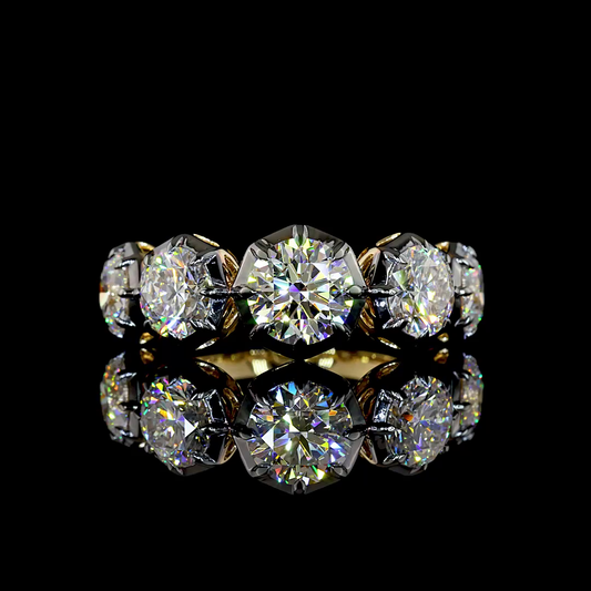 4.03 CTTW Round Lab Grown Diamond 5 Stones Ring Sz. 6.5 (E Color and VS1 Clarity)