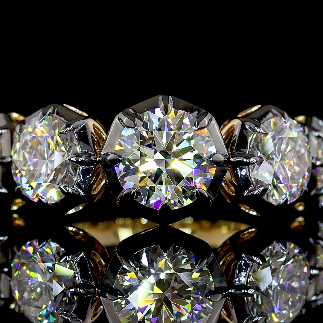 4.03 CTTW Round Lab Grown Diamond 5 Stones Ring Sz. 6.5 (E Color and VS1 Clarity)