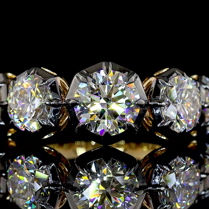 4.03 CTTW Round Lab Grown Diamond 5 Stones Ring Sz. 6.5 (E Color and VS1 Clarity)