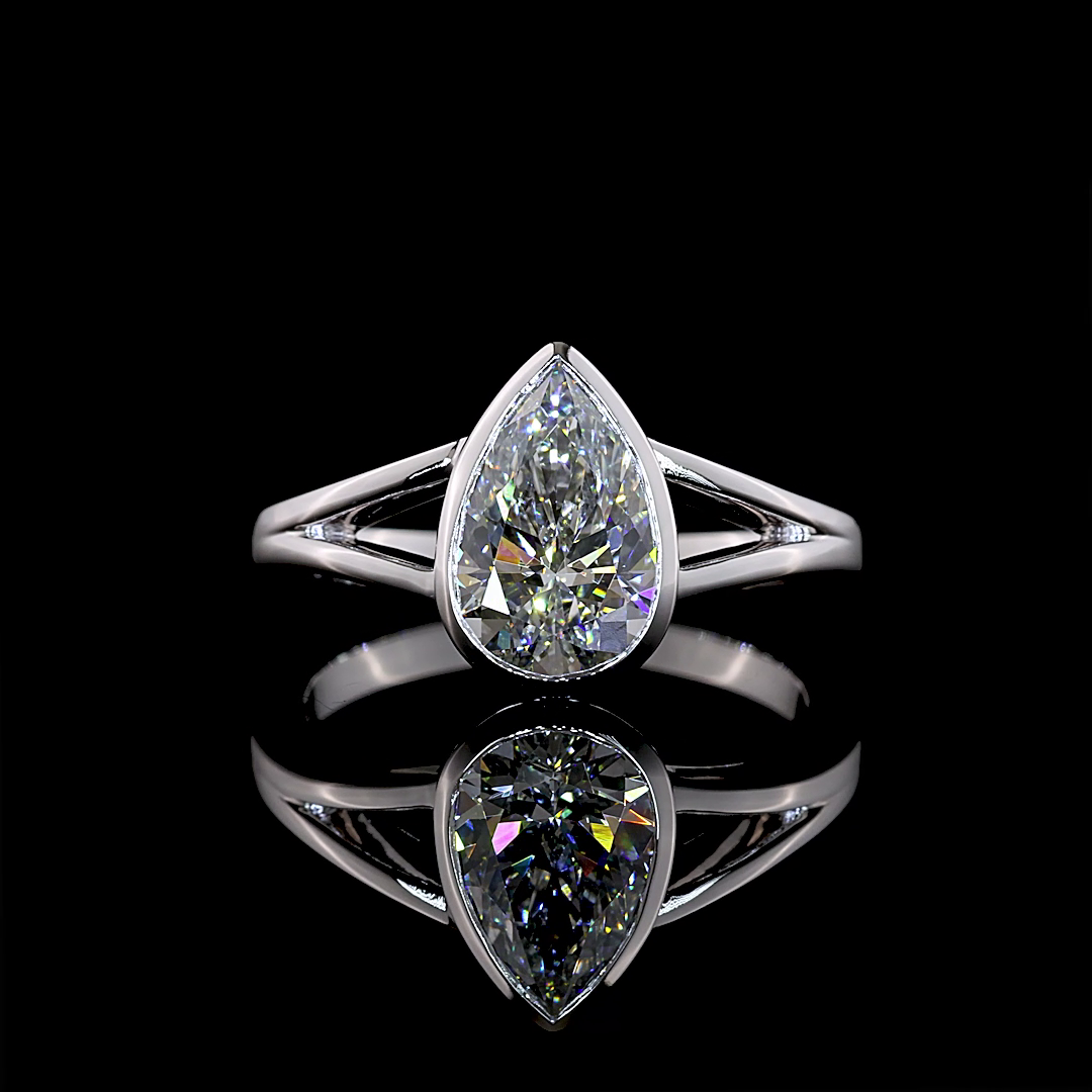 1.55 CT Pear Lab Grown Diamond Solitaire Ring Sz. 6 (F Color and VVS2 Clarity)