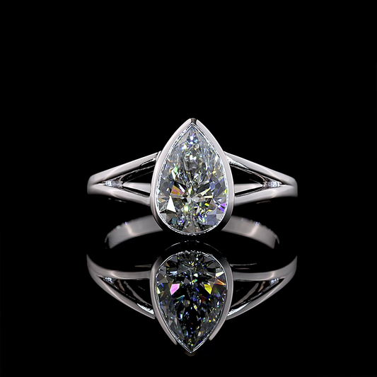 1.55 CT Pear Lab Grown Diamond Solitaire Ring Sz. 6 (F Color and VVS2 Clarity)