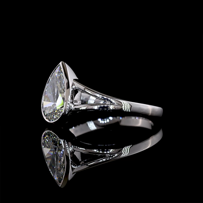 1.55 CT Pear Lab Grown Diamond Solitaire Ring Sz. 6 (F Color and VVS2 Clarity)