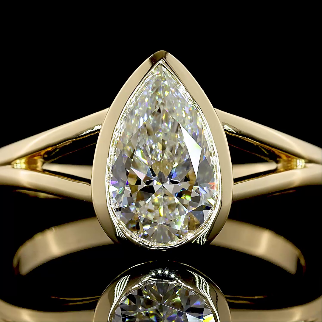 1.52 CT Pear Lab Diamond Solitaire Ring (F Color and VS1 Clarity)