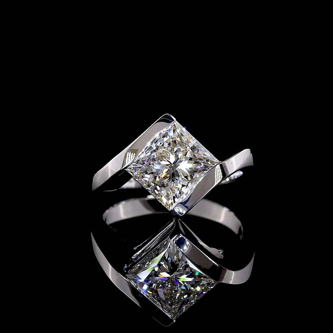 3.02 CT Princess Lab Grown Diamond Solitaire Ring Sz. 6 (F Color and VS1 Clarity)
