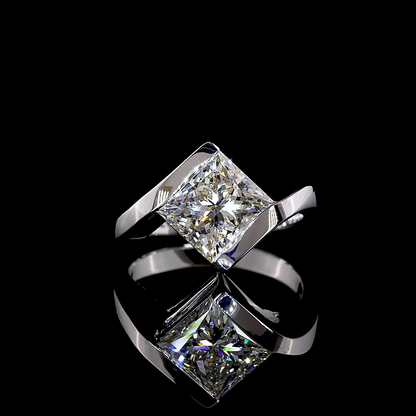 3.02 CT Princess Lab Grown Diamond Solitaire Ring Sz. 6 (F Color and VS1 Clarity)