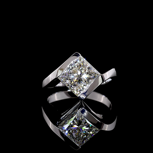 3.02 CT Princess Lab Grown Diamond Solitaire Ring Sz. 6 (F Color and VS1 Clarity)