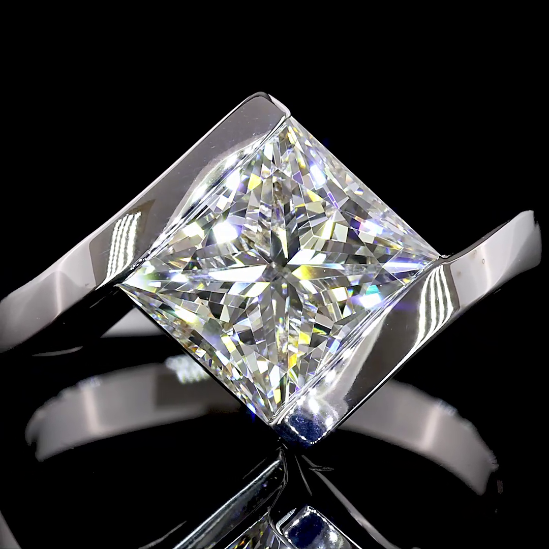 3.02 CT Princess Lab Grown Diamond Solitaire Ring Sz. 6 (F Color and VS1 Clarity)