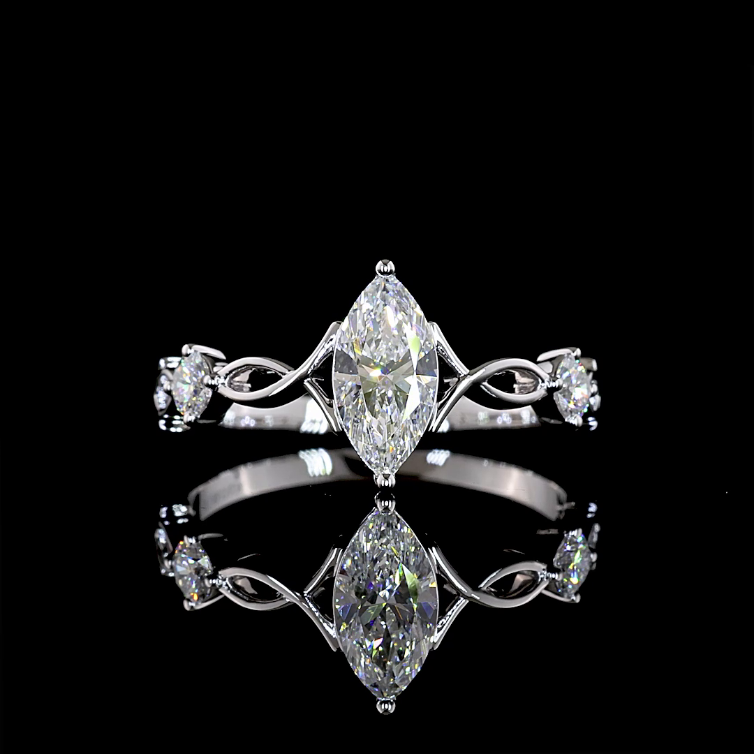 0.75 CTTW Marquise Lab Grown Diamond 3 Stones Ring Sz. 6 (E Color and VS1 Clarity)