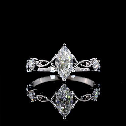 0.75 CTTW Marquise Lab Grown Diamond 3 Stones Ring Sz. 6 (E Color and VS1 Clarity)