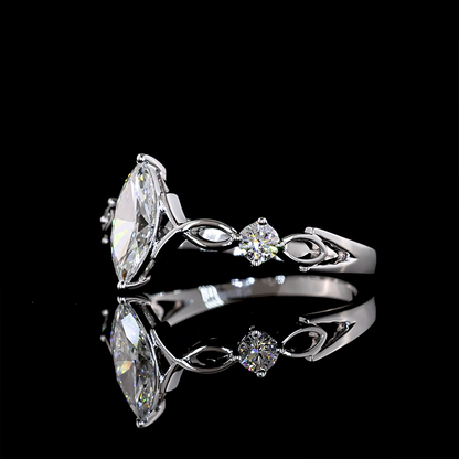 0.75 CTTW Marquise Lab Grown Diamond 3 Stones Ring Sz. 6 (E Color and VS1 Clarity)