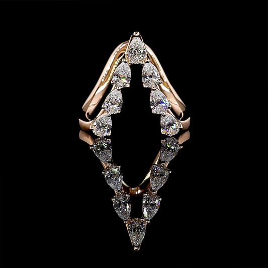 1.25 CTTW Pear Lab Grown Diamond 7 Stones Ring Sz. 6.5 (E Color and VS1 Clarity)