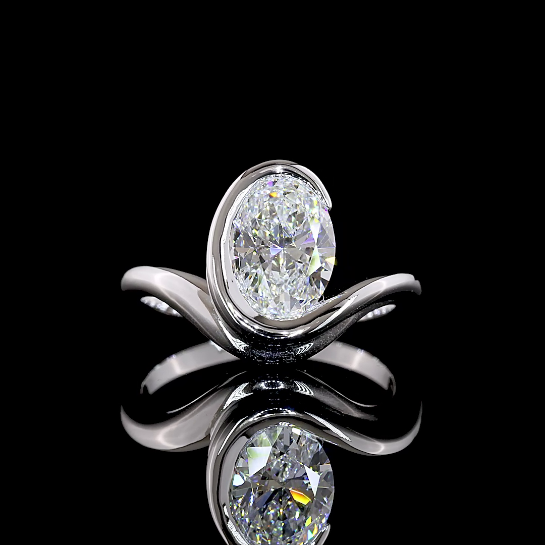 1.51 CT Oval Lab Diamond Solitaire Ring (E Color and VVS2 Clarity)
