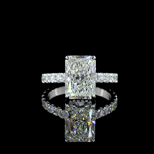 5.14 CTTW Radiant Lab Grown Diamond Hidden Halo Ring Sz. 7 (E Color and VVS2 Clarity)